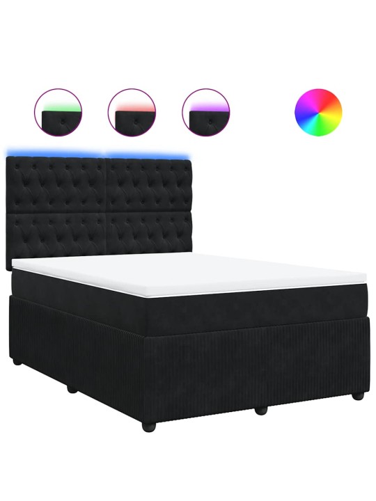 Box spring postel s matrací černá 140 x 190 cm samet