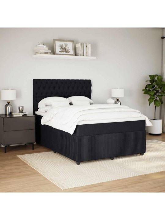 Box spring postel s matrací černá 140 x 190 cm samet