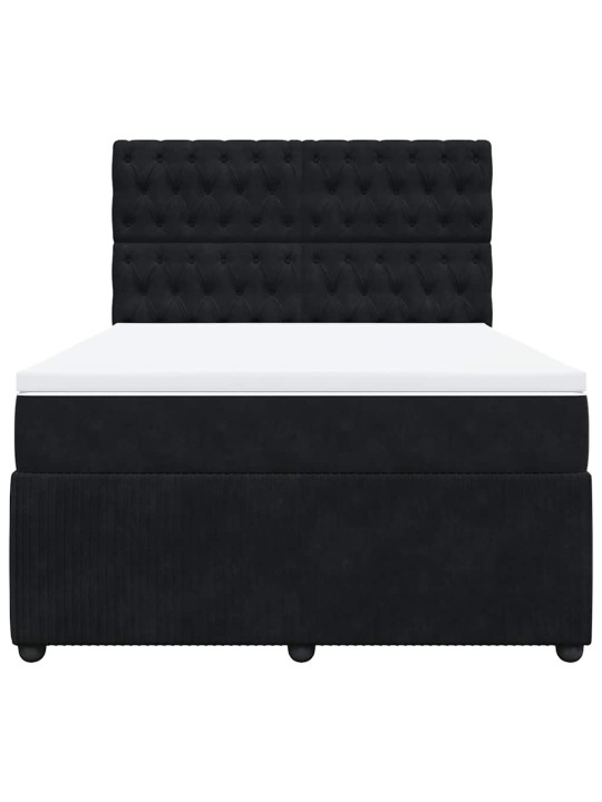 Box spring postel s matrací černá 140 x 190 cm samet