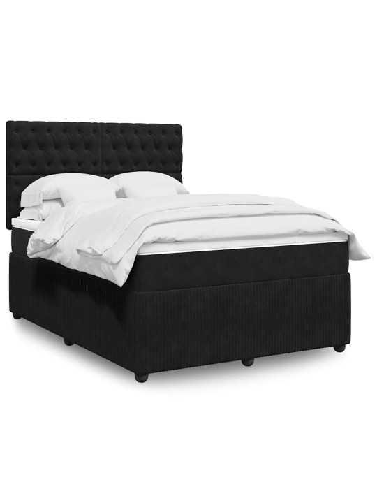 Box spring postel s matrací černá 140 x 190 cm samet