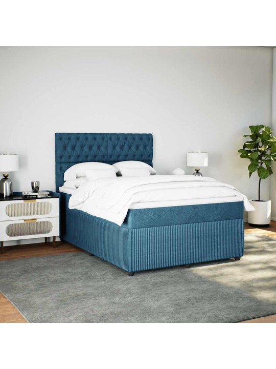 Box spring postel s matrací modrá 140 x 190 cm samet