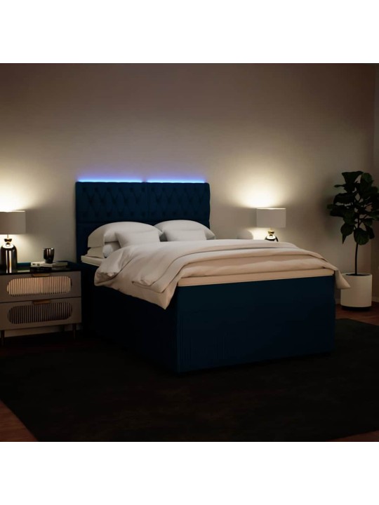 Box spring postel s matrací modrá 140 x 190 cm samet