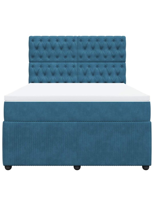 Box spring postel s matrací modrá 140 x 190 cm samet