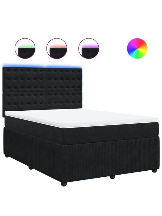 Box spring postel s matrací černá 140 x 190 cm samet