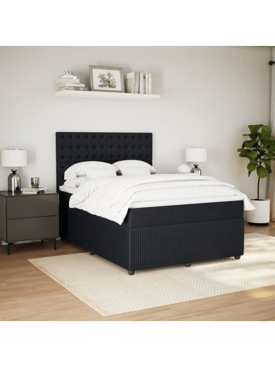 Box spring postel s matrací černá 140 x 190 cm samet
