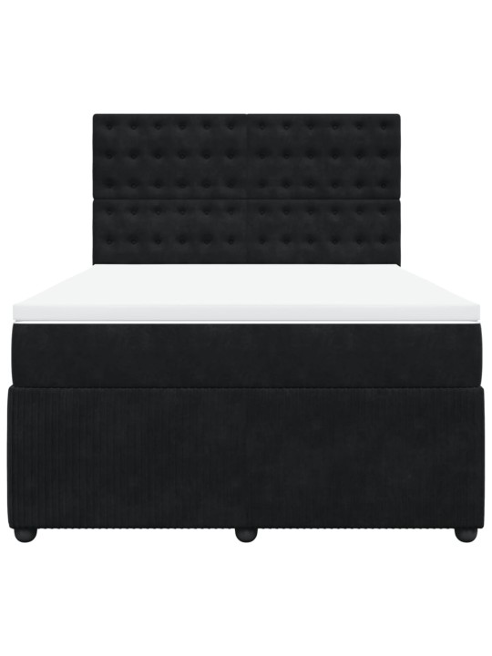Box spring postel s matrací černá 140 x 190 cm samet