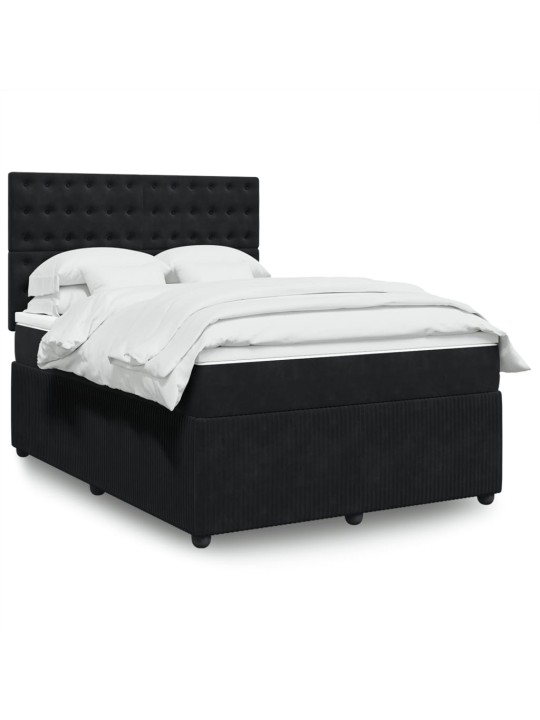Box spring postel s matrací černá 140 x 190 cm samet