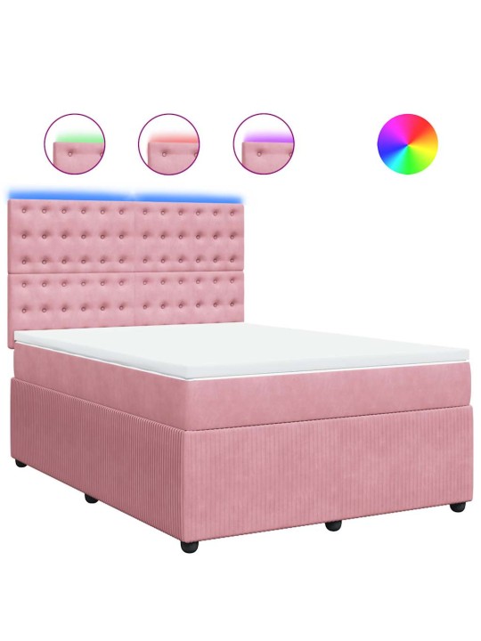 Box spring postel s matrací růžová 140x190 cm samet