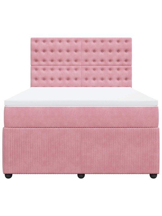 Box spring postel s matrací růžová 140x190 cm samet