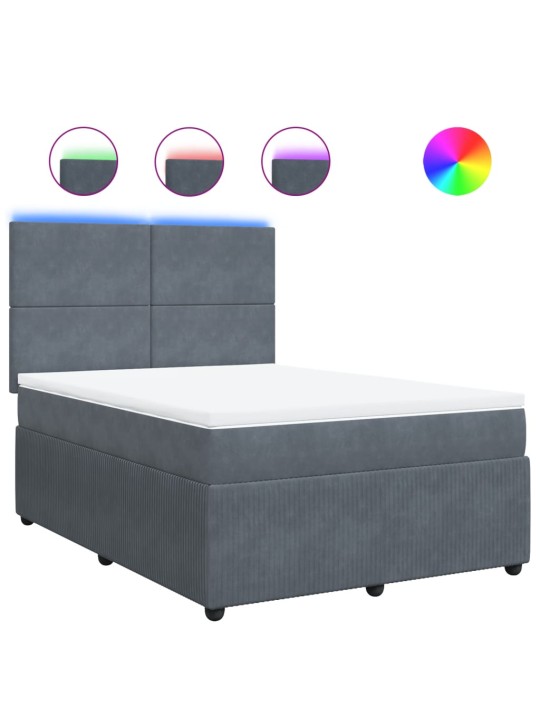 Box spring postel s matrací tmavě šedá 140x200 cm samet