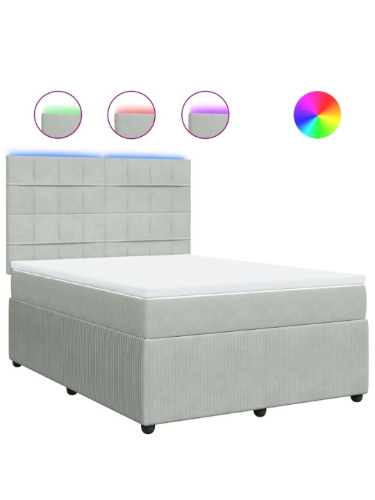 Box spring postel s matrací světle šedá 140x200 cm samet