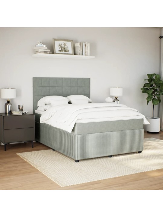 Box spring postel s matrací světle šedá 140x200 cm samet