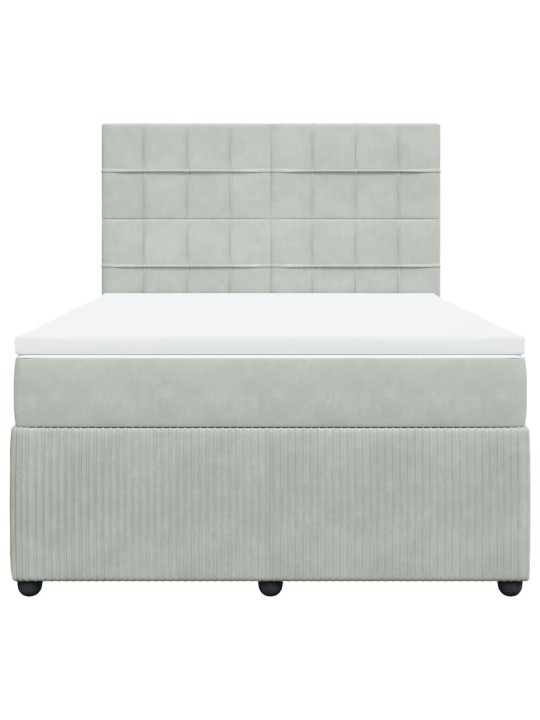 Box spring postel s matrací světle šedá 140x200 cm samet