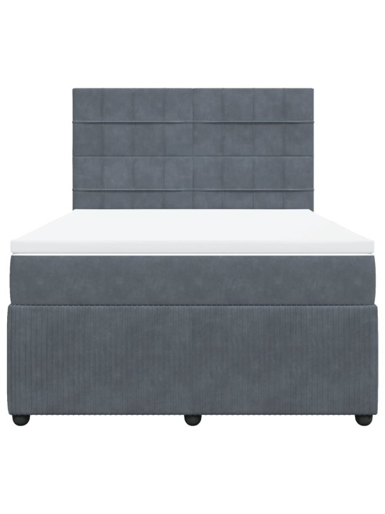 Box spring postel s matrací tmavě šedá 140x200 cm samet