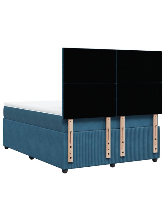 Box spring postel s matrací modrá 140 x 200 cm samet