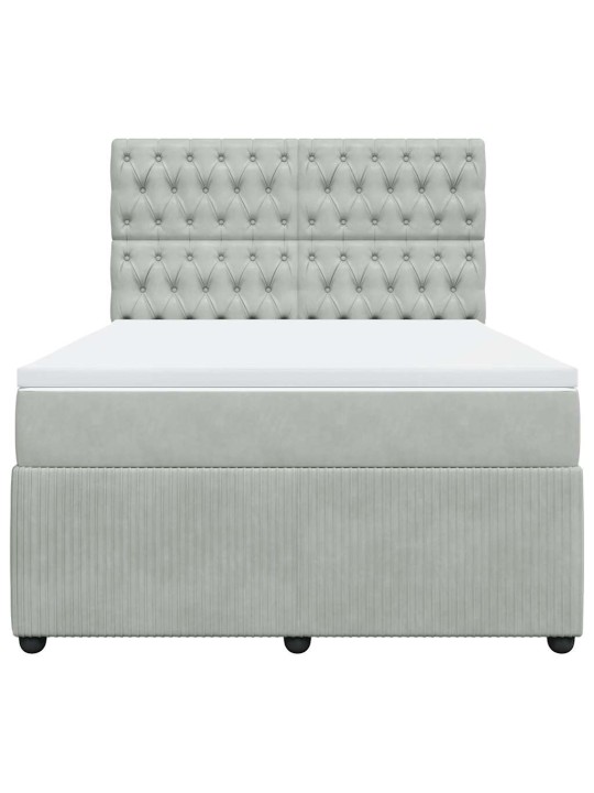 Box spring postel s matrací světle šedá 140x200 cm samet