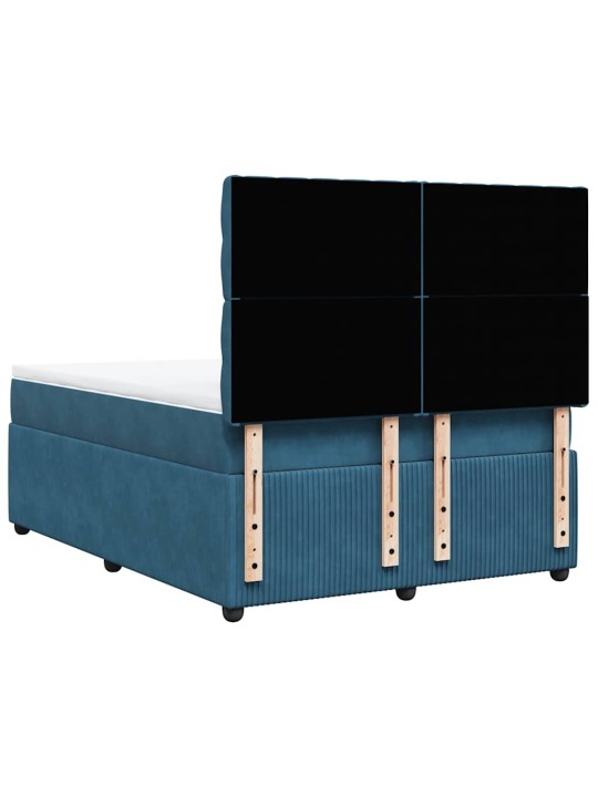 Box spring postel s matrací modrá 140 x 200 cm samet