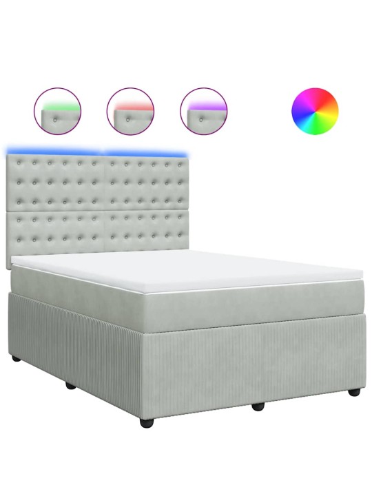 Box spring postel s matrací světle šedá 140x200 cm samet