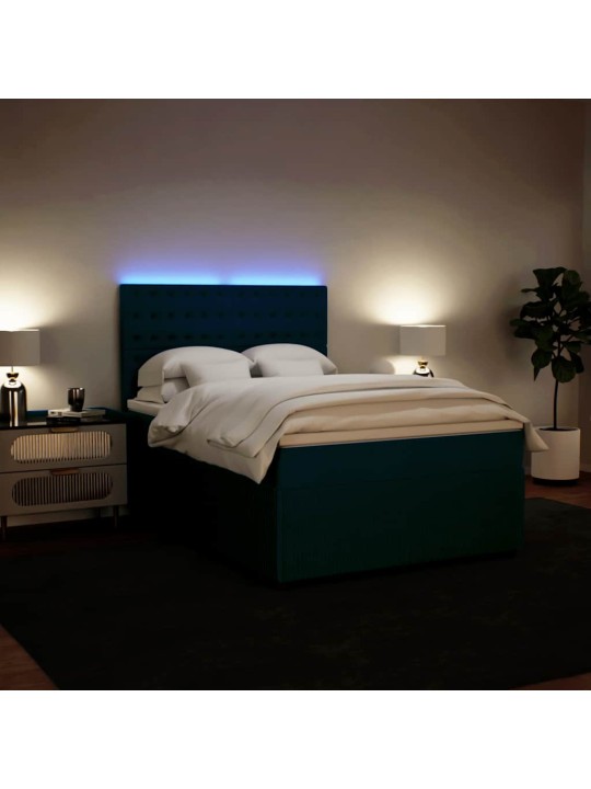 Box spring postel s matrací modrá 140 x 200 cm samet