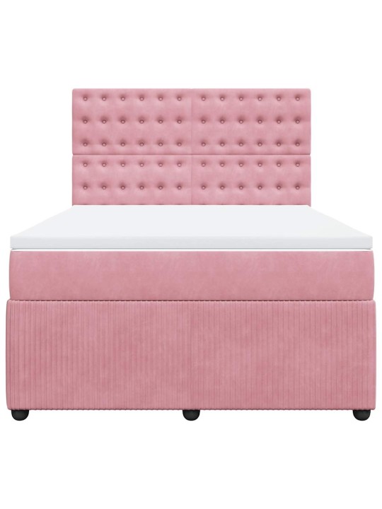 Box spring postel s matrací růžová 140x200 cm samet