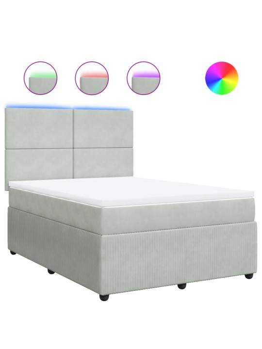 Box spring postel s matrací světle šedá 160x200 cm samet