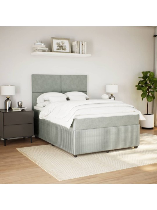 Box spring postel s matrací světle šedá 160x200 cm samet