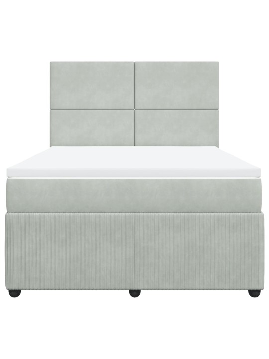 Box spring postel s matrací světle šedá 160x200 cm samet