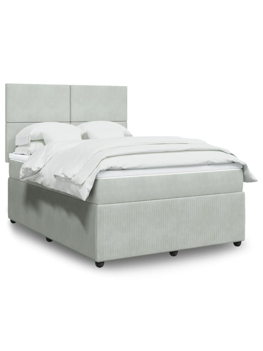Box spring postel s matrací světle šedá 160x200 cm samet