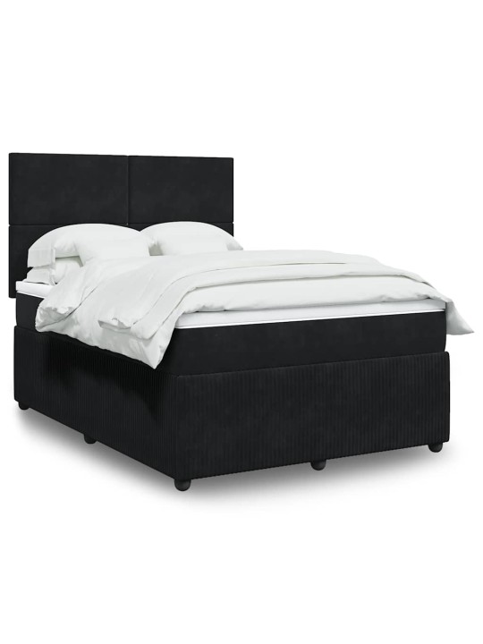 Box spring postel s matrací černá 160x200 cm samet