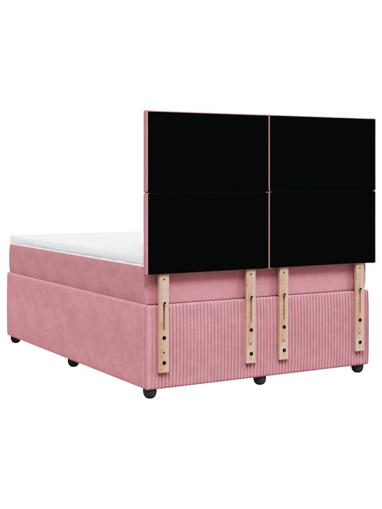Box spring postel s matrací růžová 160x200 cm samet