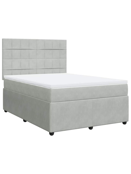 Box spring postel s matrací světle šedá 160x200 cm samet
