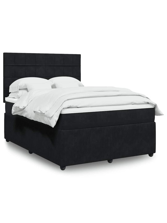 Box spring postel s matrací černá 160x200 cm samet