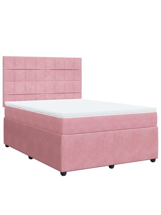Box spring postel s matrací růžová 160x200 cm samet
