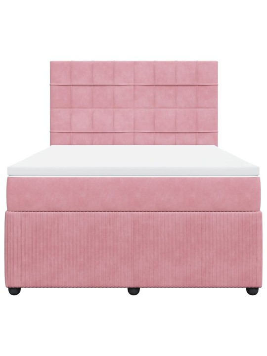 Box spring postel s matrací růžová 160x200 cm samet