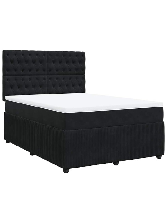 Box spring postel s matrací černá 160x200 cm samet