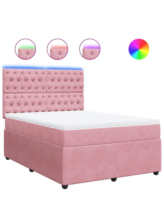 Box spring postel s matrací růžová 160x200 cm samet