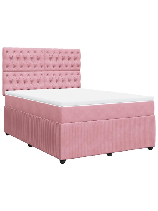 Box spring postel s matrací růžová 160x200 cm samet