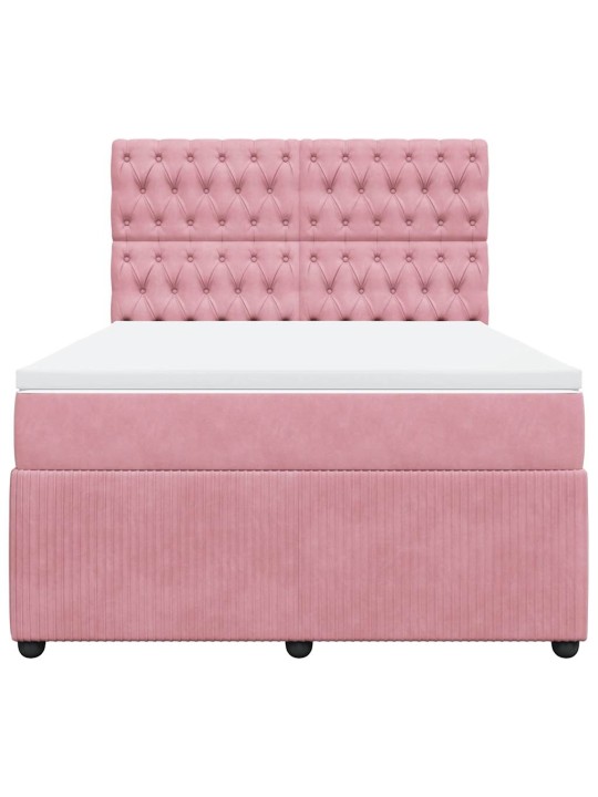Box spring postel s matrací růžová 160x200 cm samet