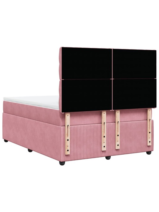 Box spring postel s matrací růžová 160x200 cm samet