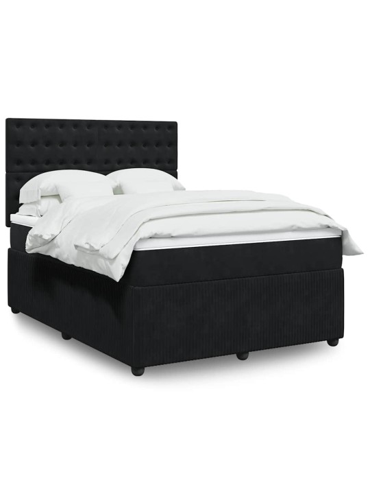 Box spring postel s matrací černá 160x200 cm samet