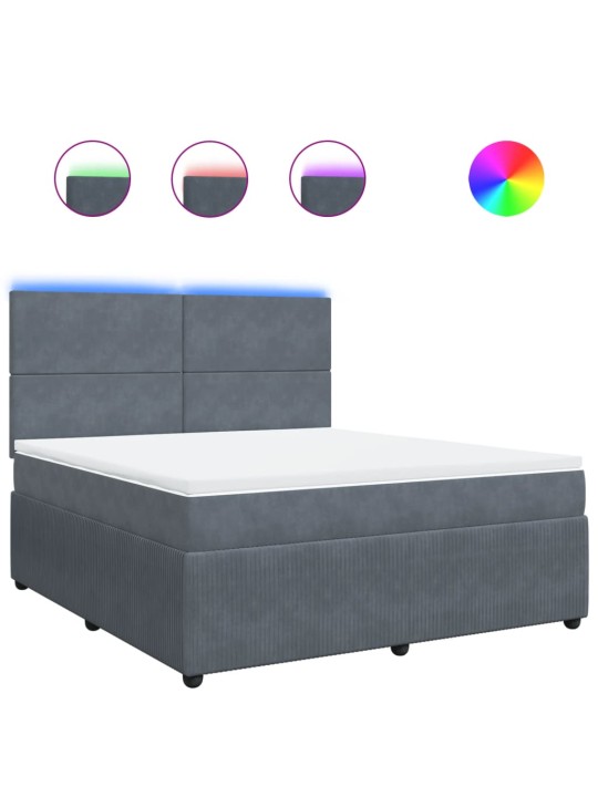 Box spring postel s matrací tmavě šedá 180x200 cm samet