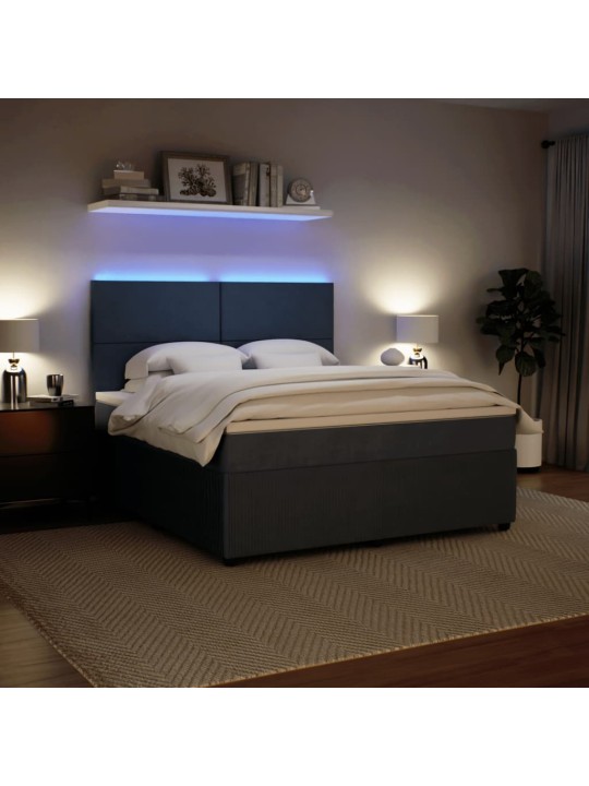 Box spring postel s matrací tmavě šedá 180x200 cm samet