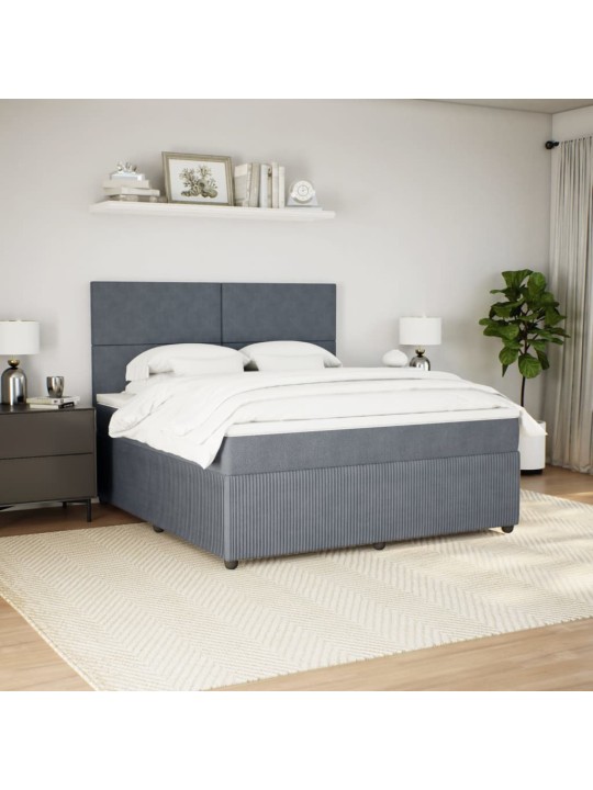 Box spring postel s matrací tmavě šedá 180x200 cm samet