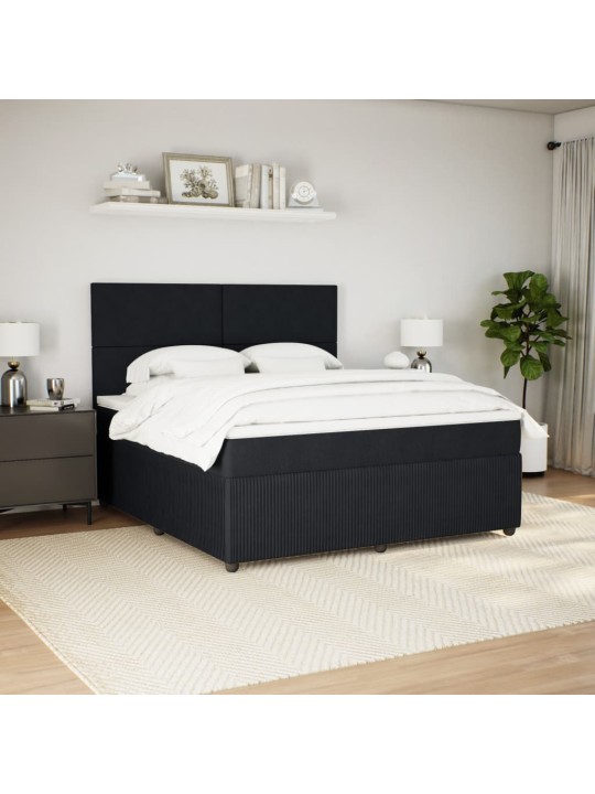 Box spring postel s matrací černá 180x200 cm samet