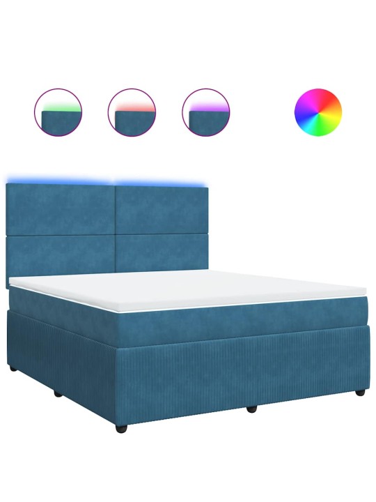 Box spring postel s matrací modrá 180 x 200 cm samet