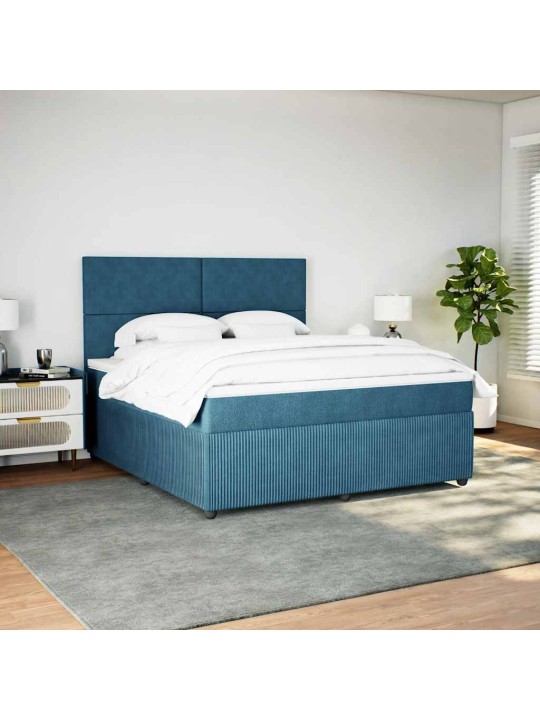 Box spring postel s matrací modrá 180 x 200 cm samet