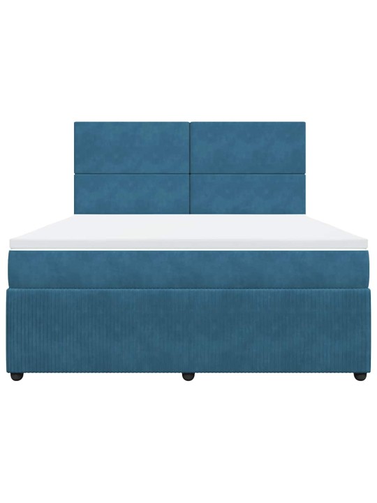 Box spring postel s matrací modrá 180 x 200 cm samet