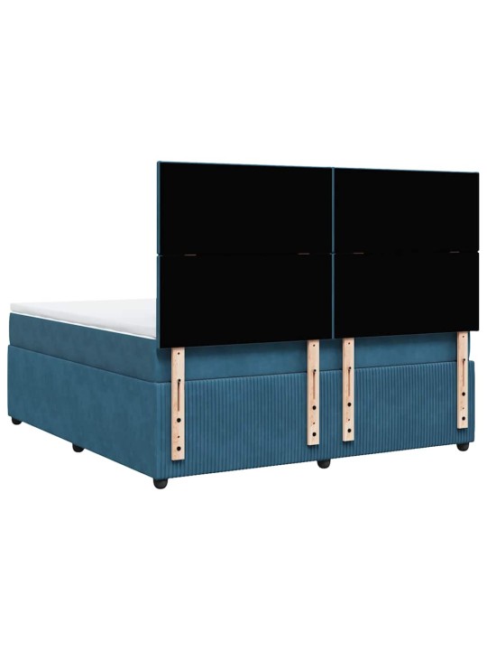 Box spring postel s matrací modrá 180 x 200 cm samet