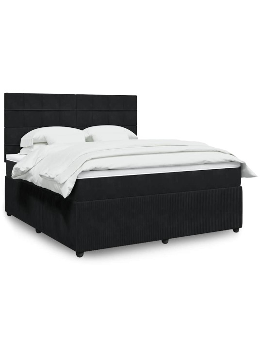Box spring postel s matrací černá 180x200 cm samet