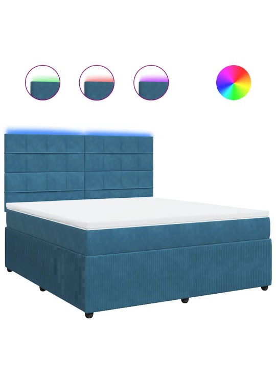 Box spring postel s matrací modrá 180 x 200 cm samet
